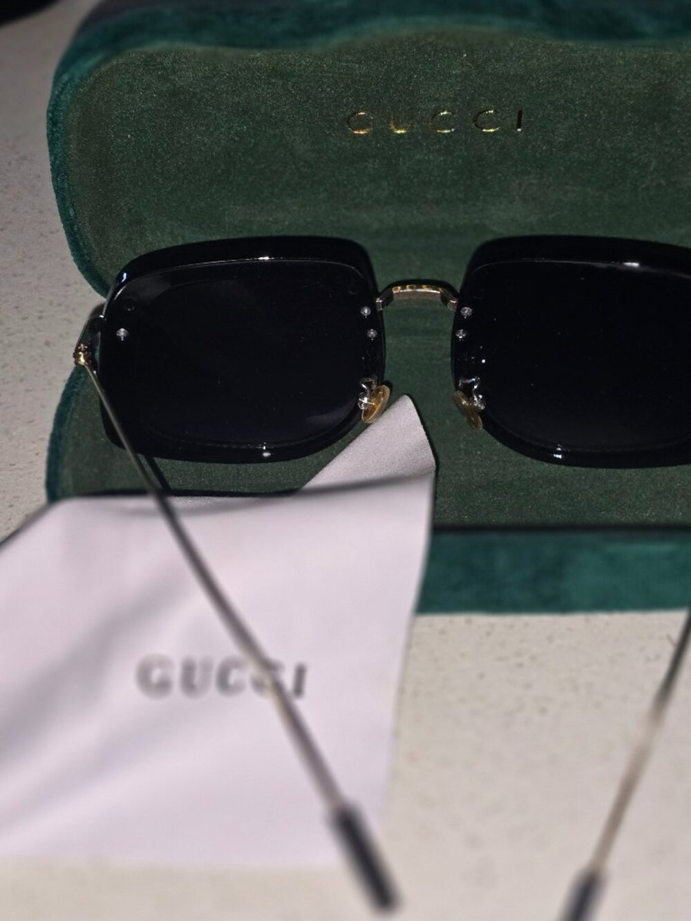 Gucci case, Microfiber Cloth and Sunglasses